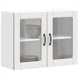 Berkfield Home Kitchen Wall Cabinet with Glass Door Lucca White Engineered Wood - thumbnail 5