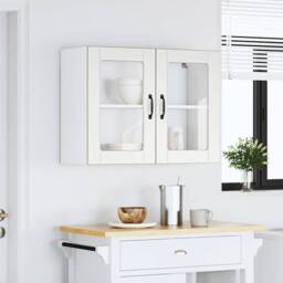 Berkfield Home Kitchen Wall Cabinet with Glass Door Lucca White Engineered Wood - thumbnail 3