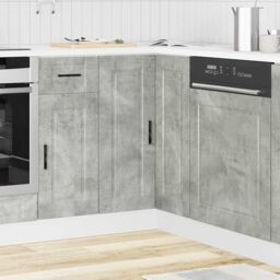 Berkfield Home Kitchen Corner Base Cabinet¬†Porto Concrete Grey Engineered Wood - thumbnail 3