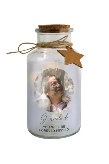 Personalised Memento Company Personalised Photo Upload LED Glass Jar in Clear - image 1