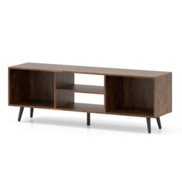 "Gymax 120cm Entertainment Center Mid Century Modern TV Stand for 55"" TVs in Brown" - thumbnail 9