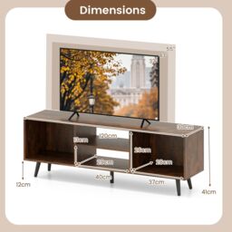 "Gymax 120cm Entertainment Center Mid Century Modern TV Stand for 55"" TVs in Brown" - thumbnail 2