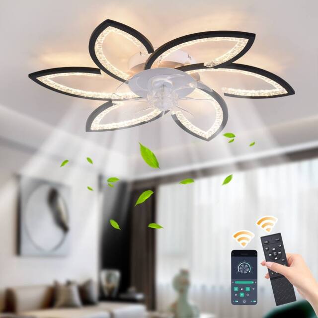 NIVOR 4 Lights Ceiling Fans with Lights 50cm Metal White in Black