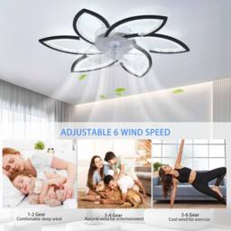 NIVOR 4 Lights Ceiling Fans with Lights 50cm Metal White in Black - thumbnail 4