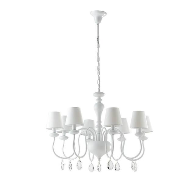 Netlighting ARTHUR 8 Light Chandeliers with Shades White Fabric Lampshade 88x60cm - Size: 88x60 cm - image 1