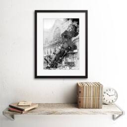 "Artery8 Travel Memorabilia Train Crash Montparnasse Paris Framed Art Print in Grey - Size: W12"" x H16""" - thumbnail 2