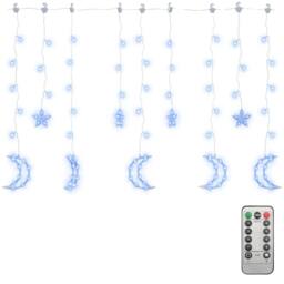 Berkfield Home Star & Moon Fairy Lights Remote Control 345 LED Blue - thumbnail 3