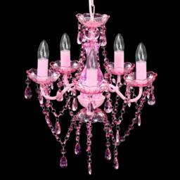 Berkfield Home Crystal Light 5 Bulbs Pink - thumbnail 3