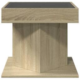 Berkfield Home Coffee Table with LED Sonoma Oak 50x50x45 cm Engineered Wood in Light Brown - Size: 50 x 50 x 45 cm - thumbnail 6