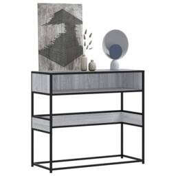 Berkfield Home Decorative Console Table Grey Sonoma 90x35x80 cm Engineered Wood - Size: 90 x 35 x 80 cm - thumbnail 2