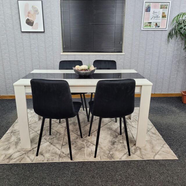 KOSY KOALA Modern Dining Table Set With 4 Black Chairs Dining Room Furniture - image 1