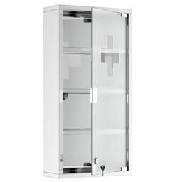 HOMCOM Stainless Steel Medicine Cabinet Furniture Glass Door Lockable in Silver - thumbnail 2