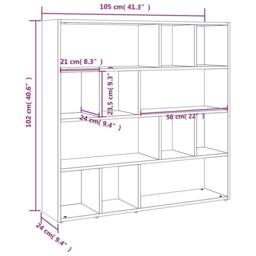 Berkfield Home Decorative Book Cabinet/Room Divider White 105x24x102 cm - Size: 105 x 24 x 102 cm - thumbnail 8