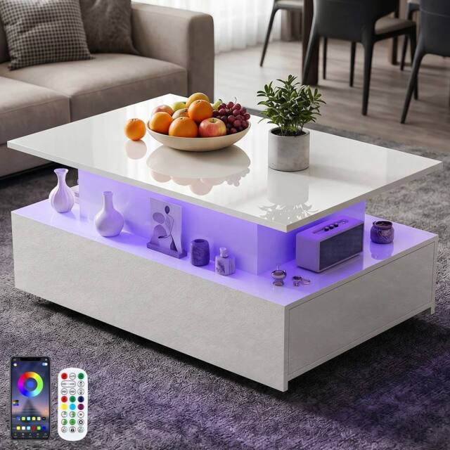 FORGEVIO Lift Storage Furniture & Gloss 2 Drawers Table - image 1