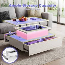 FORGEVIO Lift Storage Furniture & Gloss 2 Drawers Table - thumbnail 5