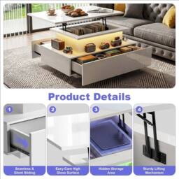 FORGEVIO Lift Storage Furniture & Gloss 2 Drawers Table - thumbnail 6