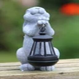 EONLION Rabbit Solar Light Ornament Decor Home Lantern Stone Effect in Grey - thumbnail 3