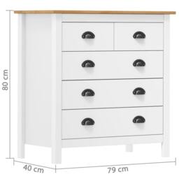 Berkfield Home Sideboard Hill White 79x40x80 cm Solid Pine Wood - Size: 79 x 40 x 80 cm - thumbnail 7