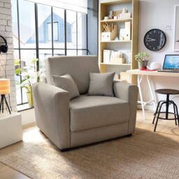 Abakus Direct Olly Linen Single Sofa Bed in Sand in Light Sand