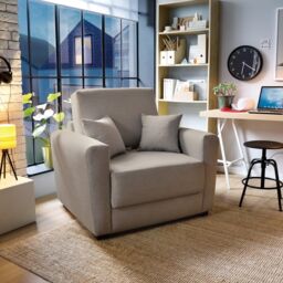 Abakus Direct Olly Linen Single Sofa Bed in Sand in Light Sand - thumbnail 2