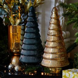 Ivyline Juniper Gold Glass Tree - H41cm W18cm - 2 other Colours & 2 Sizes Available - Hand finished - 2024 star performer in Metallic Gold - thumbnail 1