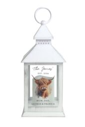 Personalised Memento Company Personalised Highland Cow LED Lantern in Black - thumbnail 1