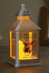 Personalised Memento Company Personalised Highland Cow LED Lantern in Black - thumbnail 4