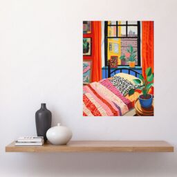 "Artery8 Wall Art Print The Artist's Bedroom Henri Matisse Style Vibrant Patterns Colourful Oil Painting Poster - Size: W18"" x H24""" - thumbnail 2