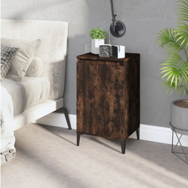 Berkfield Home Bedside Cabinet Smoked Oak 40x35x70 cm Engineered Wood in Brown - Size: 40 x 35 x 70 cm - image 1