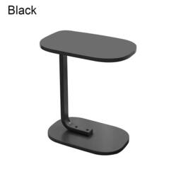 KORVIXA Black C‑Shaped Sofa End Side Table Wooden Top Metal Frame - Size: 100 cm x 100 cm