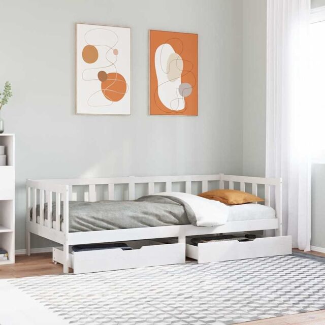 Berkfield Home Daybed with Drawers without Mattress White 80x200 cm Solid Wood - image 1