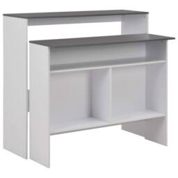 Berkfield Home Decorative Bar Table with 2 Table Tops White & Grey 130x40x120 cm - Size: 130 x 40 x 120 cm - thumbnail 2