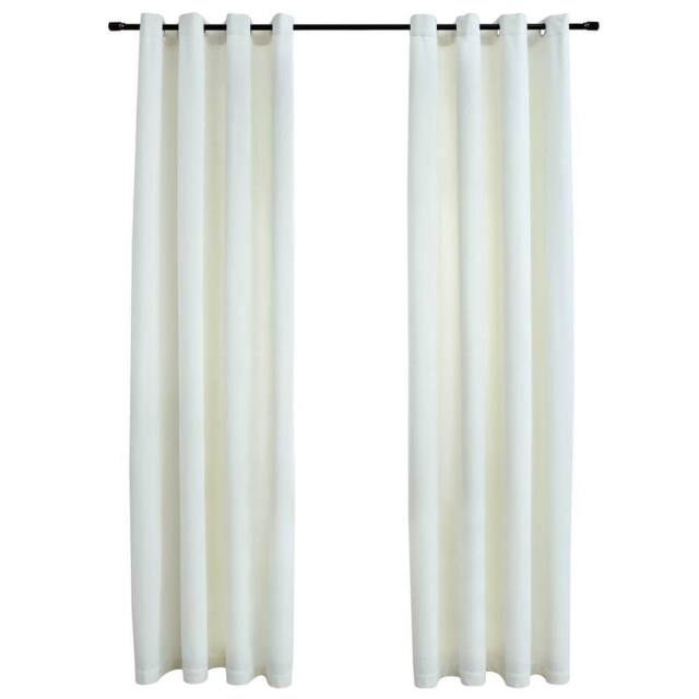 Berkfield Home Blackout Curtains with Rings 2 pcs Velvet Cream 140x175 cm - image 1