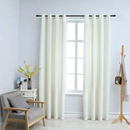 Berkfield Home Blackout Curtains with Rings 2 pcs Velvet Cream 140x175 cm - thumbnail 2
