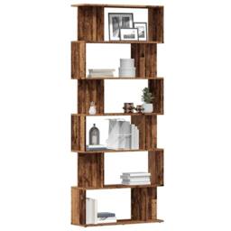 Berkfield Home Book Cabinet Old Wood 80x24x192 cm Engineered Wood in Brown - Size: 80 x 24 x 192 cm - thumbnail 2