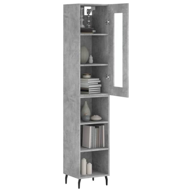 Berkfield Home Highboard Concrete Grey 34.5x34x180 cm Engineered Wood - image 1