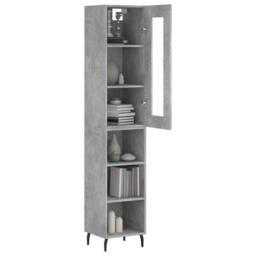 Berkfield Home Highboard Concrete Grey 34.5x34x180 cm Engineered Wood - thumbnail 1