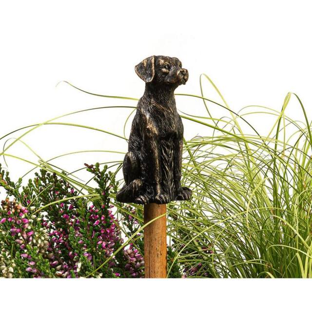 Jardinopia Labrador Cane or Stake Topper Pot Buddy - L5 x W4 x H7.5 cm in Bronze - image 1