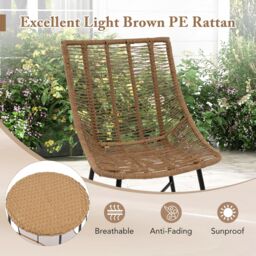 Gymax 3 Piece Outdoor Furniture Set Heavy Duty Patio Chairs With Pet House-Brown in Brown - thumbnail 3