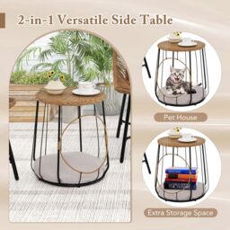 Gymax 3 Piece Outdoor Furniture Set Heavy Duty Patio Chairs With Pet House-Brown in Brown - thumbnail 7