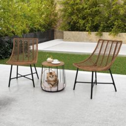 Gymax 3 Piece Outdoor Furniture Set Heavy Duty Patio Chairs With Pet House-Brown in Brown - thumbnail 5