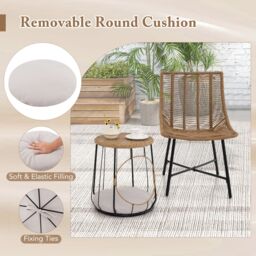 Gymax 3 Piece Outdoor Furniture Set Heavy Duty Patio Chairs With Pet House-Brown in Brown - thumbnail 4