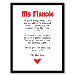"Artery8 Love Poem Ginger Fiancée Romantic Funny Framed Art Print in White - Size: W12"" x H16""" - thumbnail 1