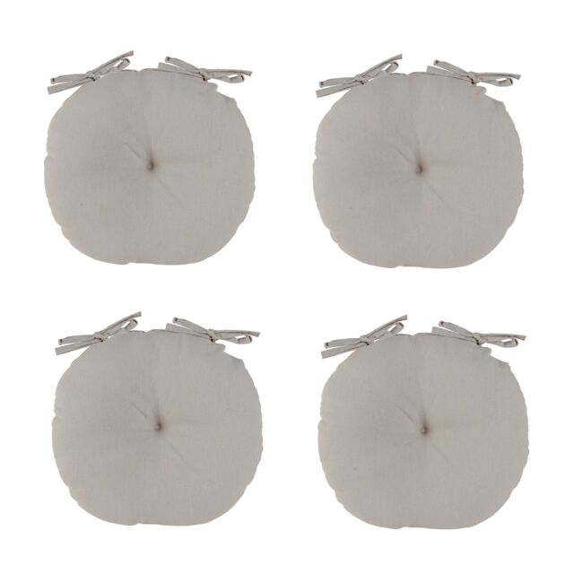 Dibor Set of 4 Grey Round Outdoor Chair Seat Pad Garden Cushions Dia 40cm - Size: 40 cm x 40 cm - image 1