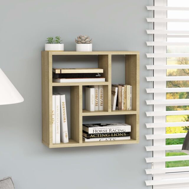 Berkfield Home Wall Shelf Sonoma Oak 45.1x16x45.1 cm Engineered Wood in Brown - image 1