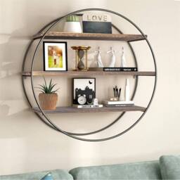 NESTLUNE Multi Section Large Round Black Metal Wire Shelf Wall - Size: 100 cm x 15 cm - thumbnail 5