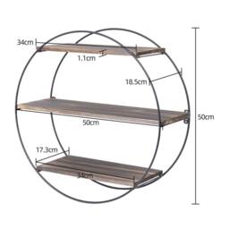NESTLUNE Multi Section Large Round Black Metal Wire Shelf Wall - Size: 100 cm x 15 cm - thumbnail 2