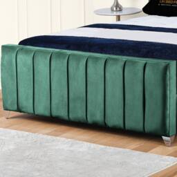 UK Bed Furniture Empire Winged Slatted Base Upholstered Bed with 48 Inch Headboard in Green - Size: King - thumbnail 3