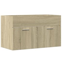 Berkfield Home Bathroom Sink Cabinet Sonoma Oak 90x38.5x46 cm Engineered Wood in Brown - thumbnail 2