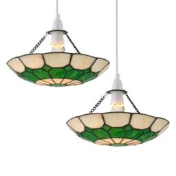 First Choice Lighting Set of 2 Totnes - Tiffany Green Uplight Easy Fit Pendant Shades - thumbnail 1
